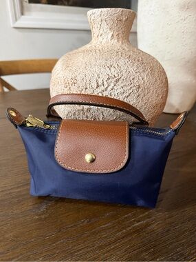 Mini Top-Handle Navy Bag- Longchamp Style